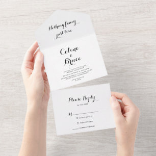 Invitation Tout En Un Calligraphie Rien de fantaisie Juste Amour Mariage