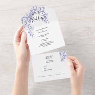 Invitation Tout En Un Carton d'invitation aquarelle Wisteria tout-en-un