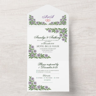 Invitation Tout En Un Carton d'invitation de mariage floral