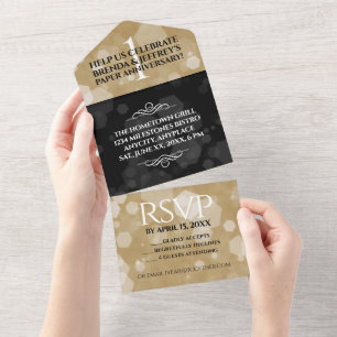 Invitation Tout En Un Célébration du 1er anniversaire de mariage élégant