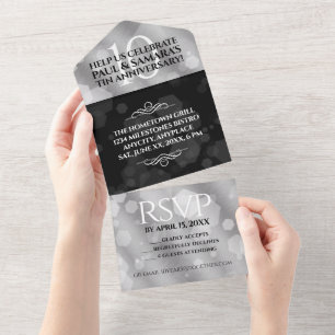 Invitation Tout En Un Célébration élégante des 10 ans de mariage Noces d
