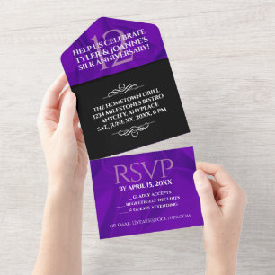 Invitation Tout En Un Célébration élégante des 12 ans de mariage de soie