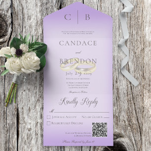 Invitation Tout En Un Cercles mariages Lavande moderne QR Code