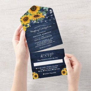 Invitation Tout En Un Chaîne de tournesols éclats Russe Marine Mariage b