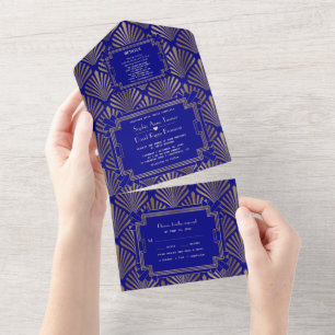 Invitation Tout En Un Charmant Or Gatsby Mariage Années Folles    
