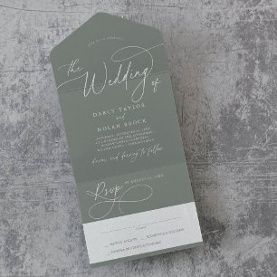 Invitation Tout En Un Charme élégant RSVP Dark Sage Mariage