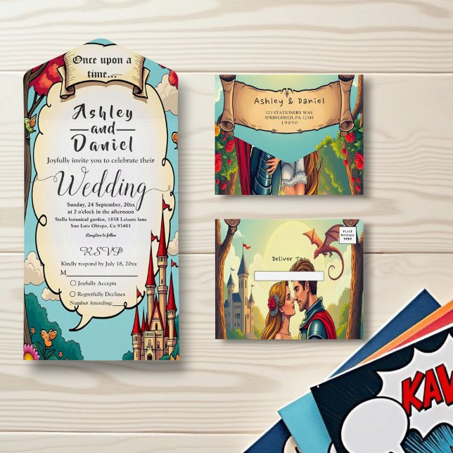 Invitation Tout En Un Château de forêt enchantée Fairytale Mariage (Créateur téléchargé)