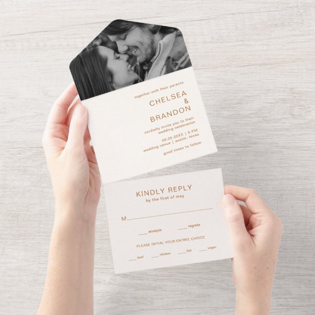Invitation Tout En Un Chelsea Earthy Neutrals Mariage moderne (Déchirure)