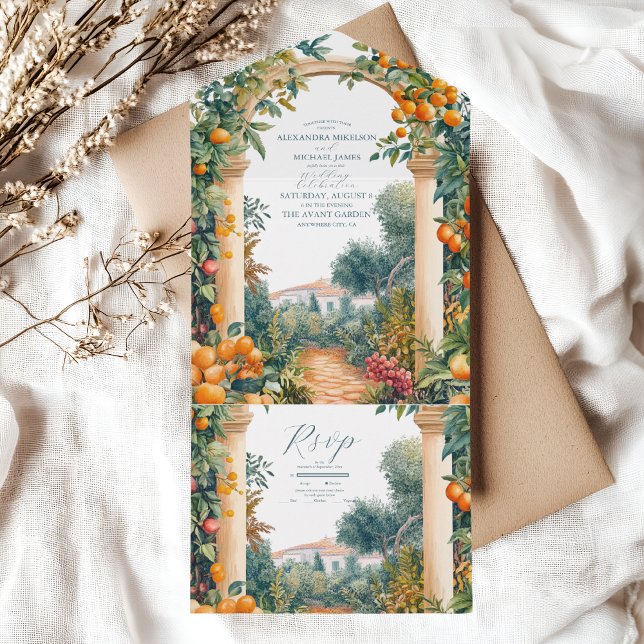 Invitation Tout En Un Chic Lemon Mariage d'été méditerranéen (Créateur téléchargé)