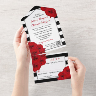 Invitation Tout En Un Chic Moderne Luxe Mariage Collection - Roses rouge