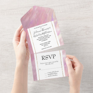 Invitation Tout En Un Chic Romantique Rose Perle