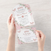 Chic rose cerise fleurs Rose or Quinceañera