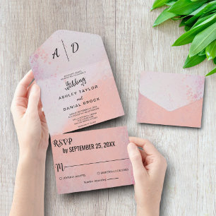 Invitation Tout En Un Chic rustique roux rose All in One Wedding Inviter