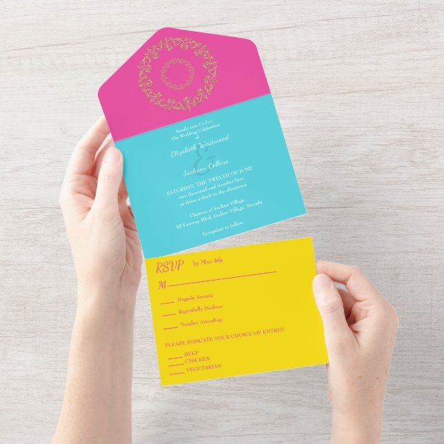 Invitation Tout En Un Chic Vibes Gold Mariage (Déchirure)
