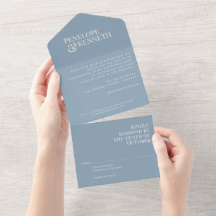 Invitation Tout En Un Classic Elegant Dusty Blue Typographie Mariage