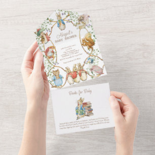 Invitation Tout En Un Classic Pierre le Baby shower lapin