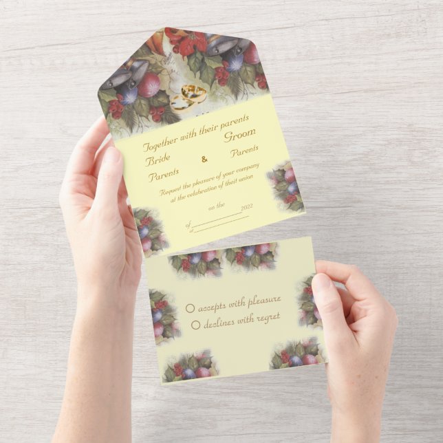 Invitation Tout En Un Cloches florales d'hiver et de noël (Créateur téléchargé)