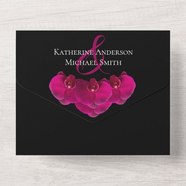 Invitation Tout En Un Code Mariage-QR Fuchsia Orchid (Verso)