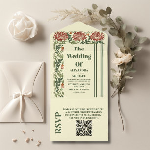 Invitation Tout En Un Code QR Classique Art Nouveau Mariage
