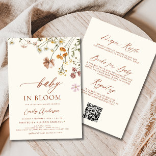 Invitation Tout en un code QR Fleur sauvage Baby in Bloom Dou