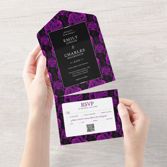 Invitation Tout En Un Coeurs abondants en un mariage Inviter (Déchirure)