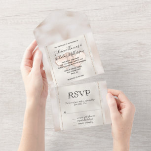 Invitation Tout En Un Coeurs de Parties scintillant de Glam blanc