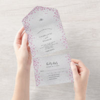 Coeurs rose argent mariage élégant