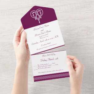 Invitation Tout En Un Cœurs Tissage Celtique dans le Vin