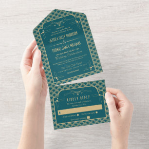 Invitation Tout En Un Collection de Mariages Art Déco Gatsby vintage des