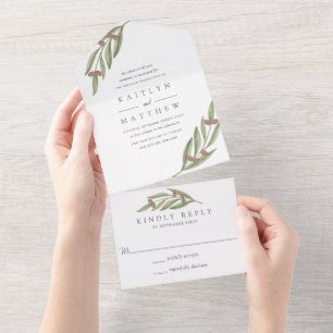 Invitation Tout En Un Collection de Mariages de Branches d'Olivier