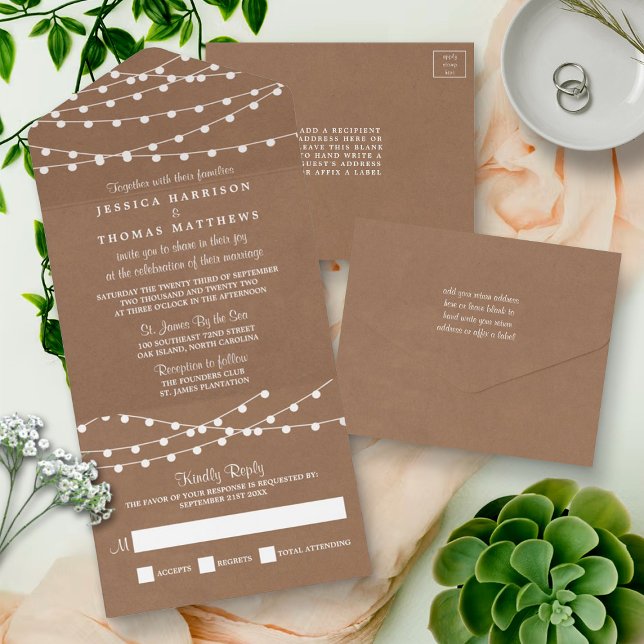 Invitation Tout En Un Collection de Mariages Rustic Kraft (Créateur téléchargé)