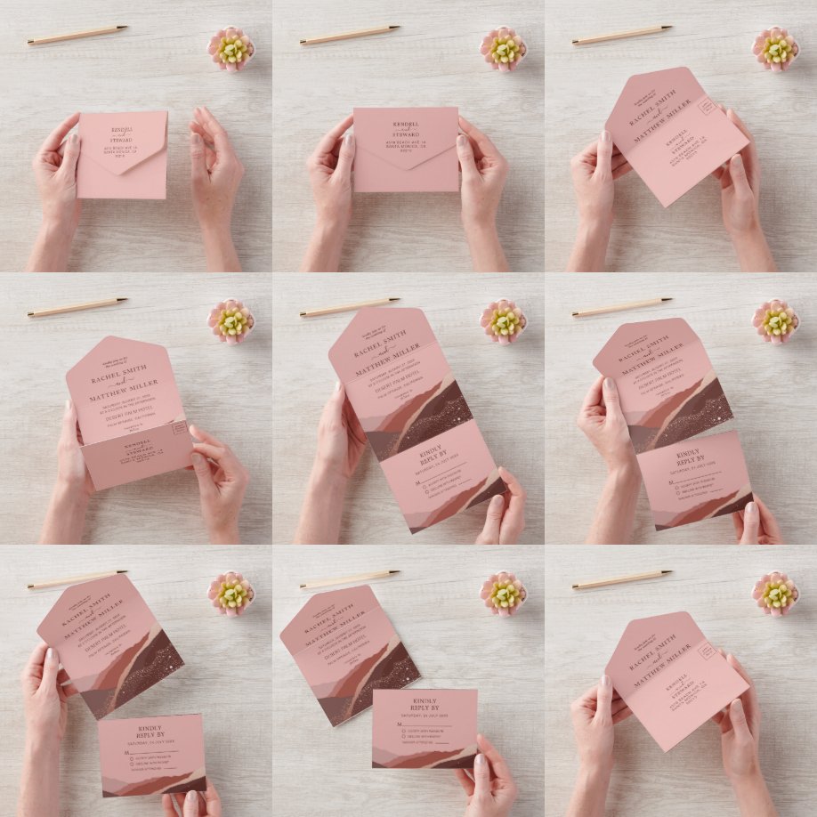 Invitation Tout En Un Coloré Retro Gras Floral Été Printemps Mariage Un