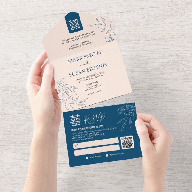 Invitation Tout En Un Congé minimum tout en un mariage chinois Invitatio (Déchirure)