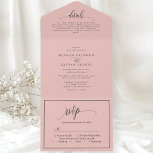 Invitation Tout En Un Corail Tendre Rose Écriture Simple Moderne