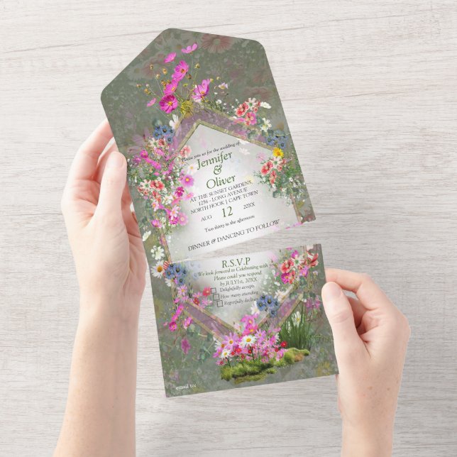 Invitation Tout En Un Cosmos Wilderness Wild Flowers (Déchirure)