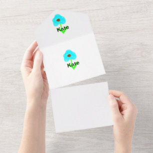 Invitation Tout En Un Couleur d'eau bleu vert ajouter votre nom texte pe
