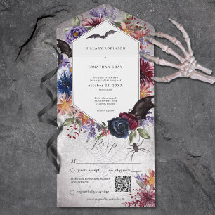 Invitation Tout En Un Couleurs Gothique Rustique pour un Mariage d'Hallo