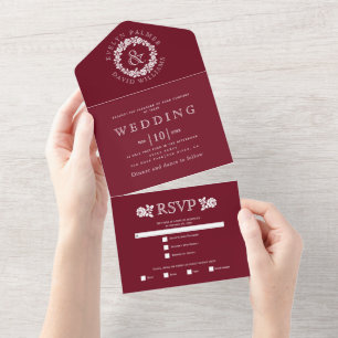 Invitation Tout En Un couronne de rose blanche vintage sur mariage borde
