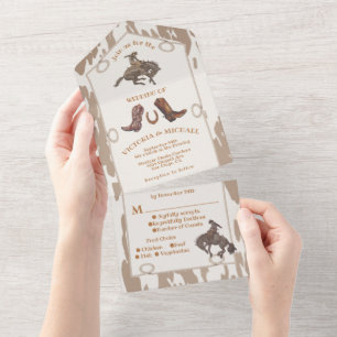 Invitation Tout En Un Cowboy Western Rodeo Mariage