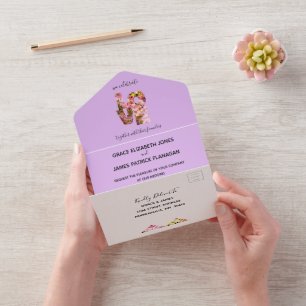 Invitation Tout En Un Crabapples roses Blossoms tout en un mariage Invit