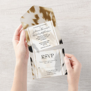 Invitation Tout En Un Cream Black Gold Western Cowhide