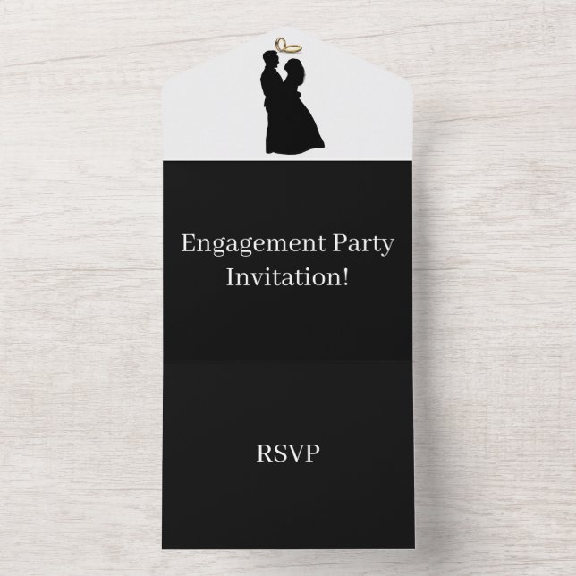 Invitation Tout En Un Créez votre propre partie d'engagement RSVP Black  (À l'intérieur)