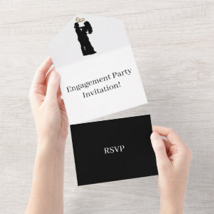Invitation Tout En Un Créez votre propre partie d'engagement RSVP noir
