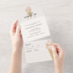 Invitation Tout En Un Crème de glace Aquarelle amusante Fête des mariées