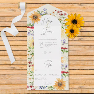 Invitation Tout En Un Crème de tournesol Rustique Fleur sauvage d'été Pa