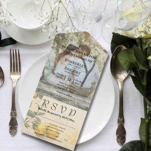 Invitation Tout En Un Crème jaune citron vert verger Photo