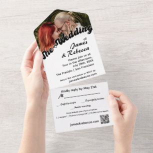 Invitation Tout En Un Cute Retro Boho Minimaliste Quirky Texte & Photo