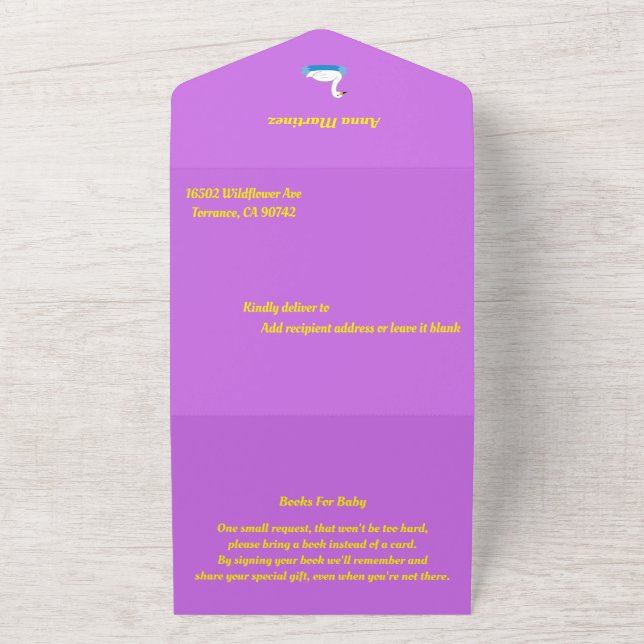 Invitation Tout En Un Cute Swan thème Baby shower fille (Dehors)