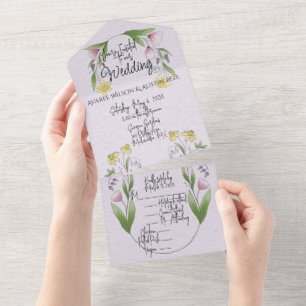 Invitation Tout En Un Daffodiles de lavande de fleurs de printemps Crocu