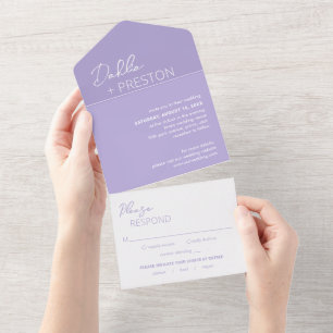Invitation Tout En Un Dahlia Lavender Mariage moderne contemporain